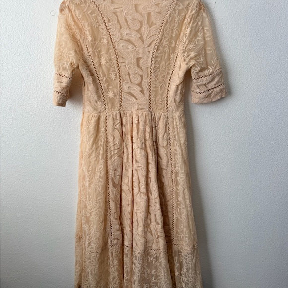 Free People Mountain Laurel Lace Embroidered Dress Boho Cottagecore Ivory Sz 6 - Picture 6 of 10
